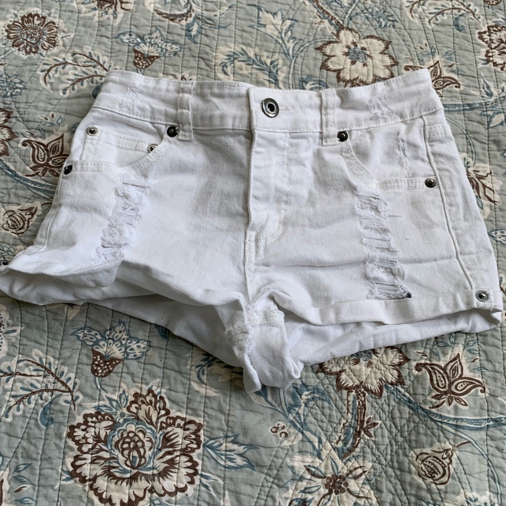 White jean shorts